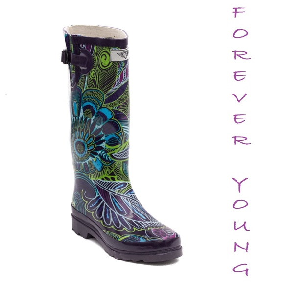 Forever Young Shoes Women Tall Patterned Rain Boots 60 Bloom Amazing Patterned Rain Boots Forever Young Shoes Women Tall Patterned Rain Boots 60 Bloom Amazing Patterned Rain Boots